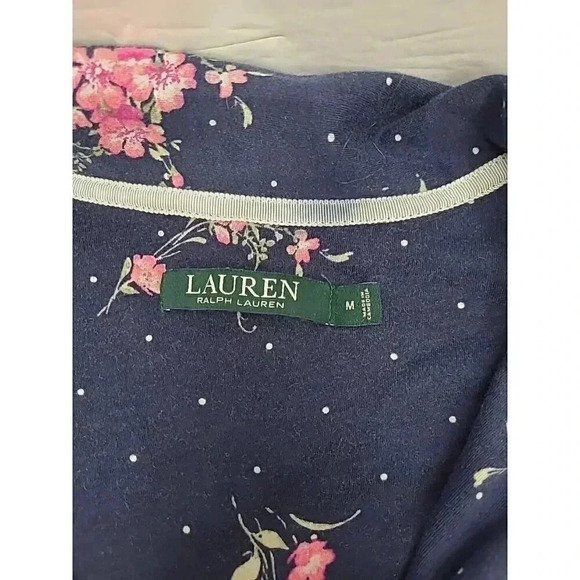 Lauren Ralph Lauren Sleep Shirt Women's Size Medium Blue and Pink Floral - Picture 4 of 8